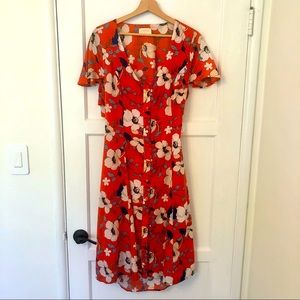 Red floral dress - knee length